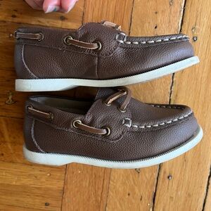 Janie and Jack brown toddler Penny loafers boat shoes size 8 real leather